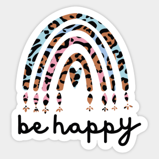 Be Happy - Leopard Rainbow Aesthetic Sticker